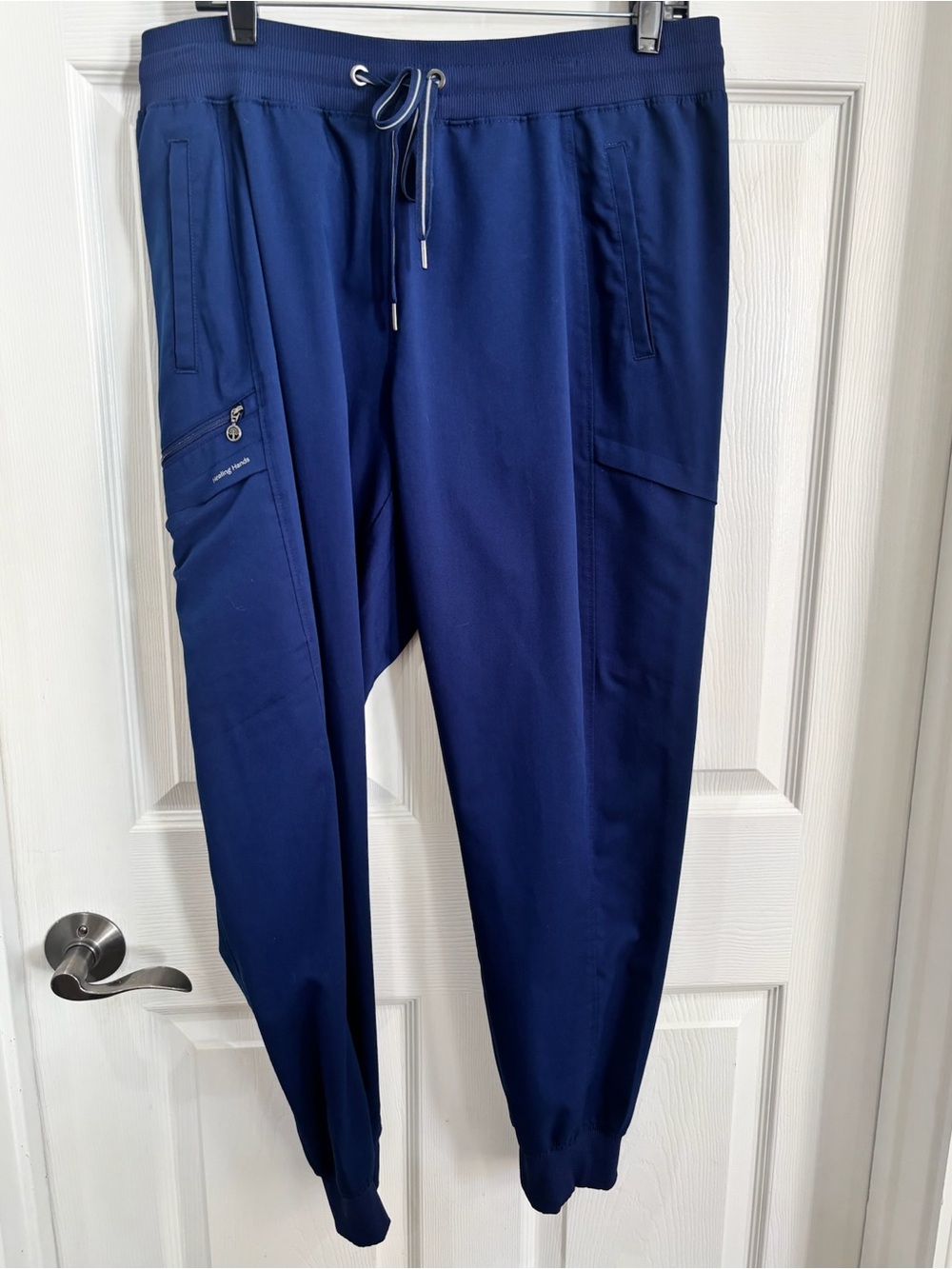 Healing Hands Women's Navy Jogger Track Pants with Drawstring Waist
